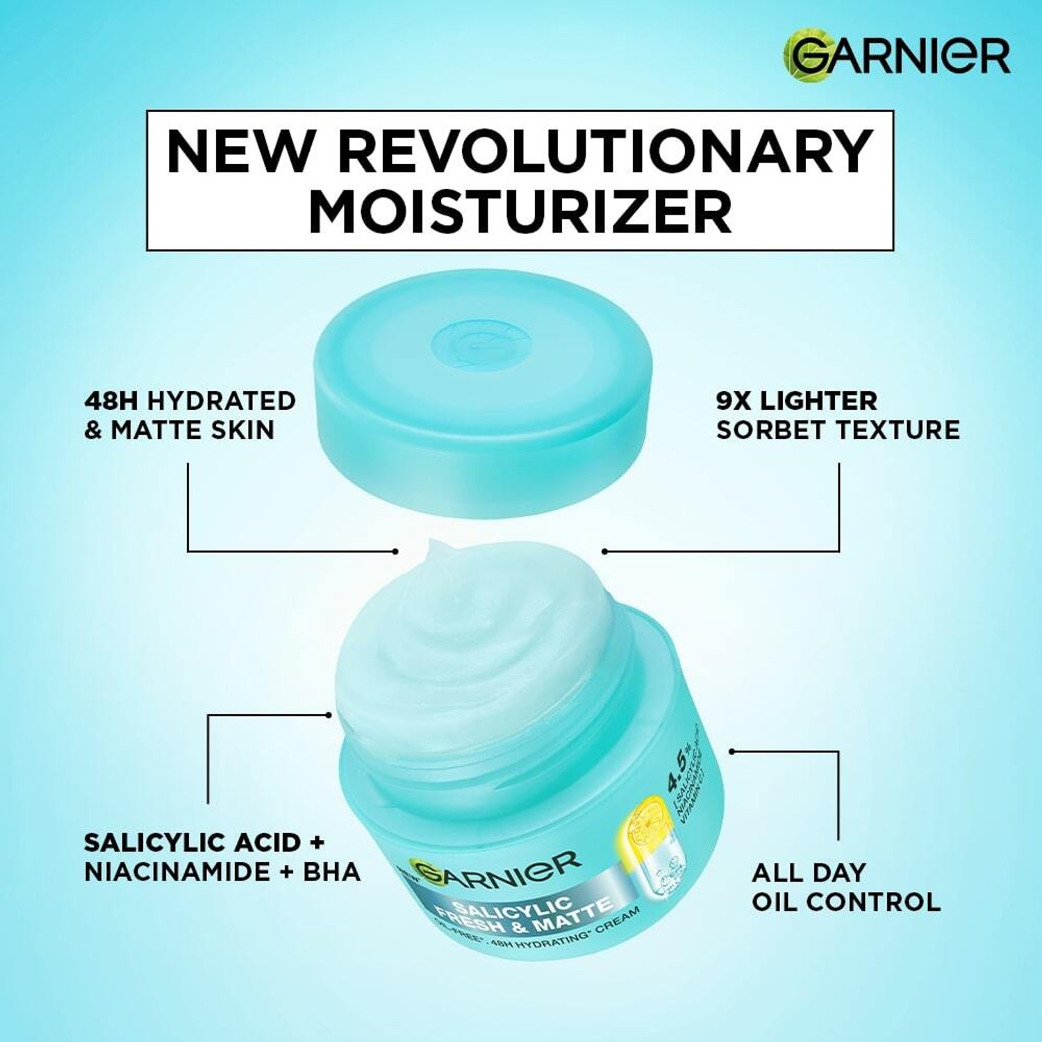 Image of GARNIER Fresh & Matte Salicylic Acid Sorbet Moisturizer For Hydrated & Oil-Free Skin