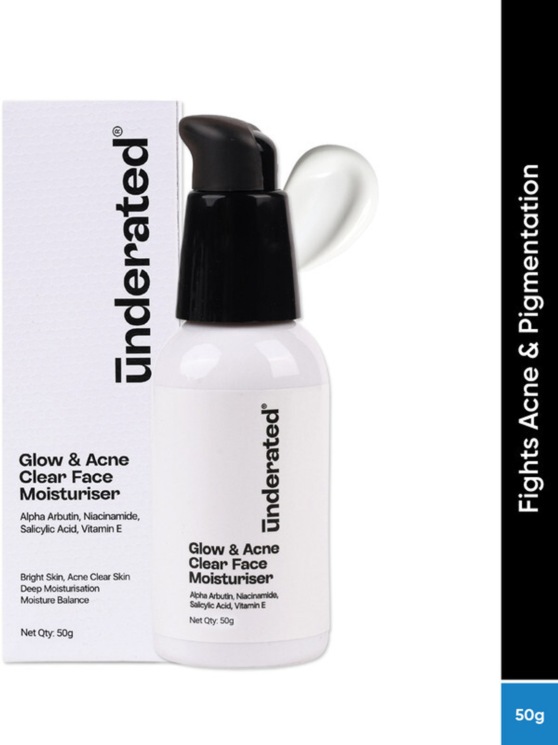 Image of UNDERATED Glow &Acne Clear Face Moisturiser with SalicylicAcid &Vitamin EReduces Pimples