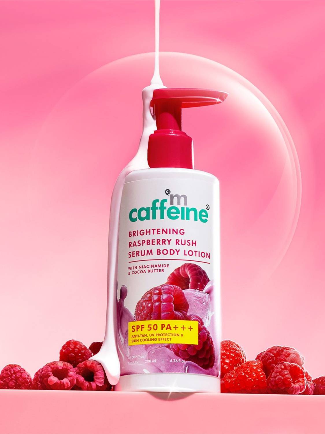 mCaffeine Raspberry Rush Sunscreen Body Lotion SPF50 PA+++