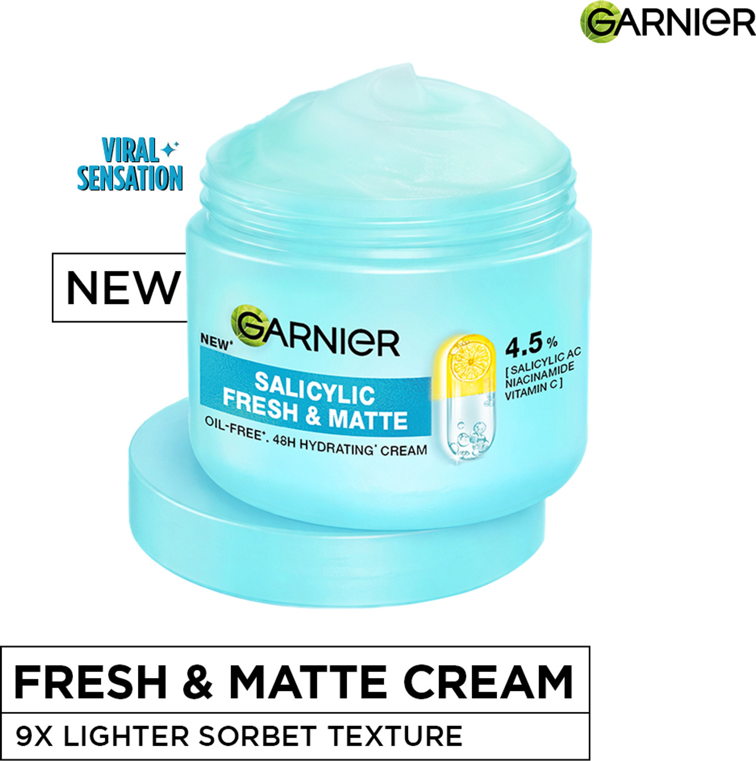 Image of GARNIER Fresh & Matte Salicylic Acid Sorbet Moisturizer For Hydrated & Oil-Free Skin