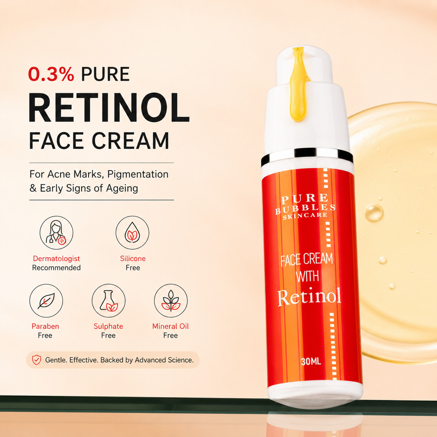 Image of Pure Bubbles 0.3% Retinol Night Cream For Face for Dark Spots & Uneven Tone