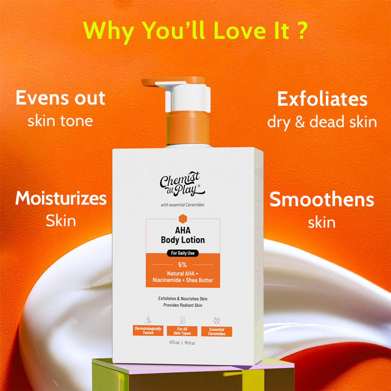 Image of Chemist at Play AHA Body Lotion with 5% AHA, Niacinamide, Shea Butter for Moisturization