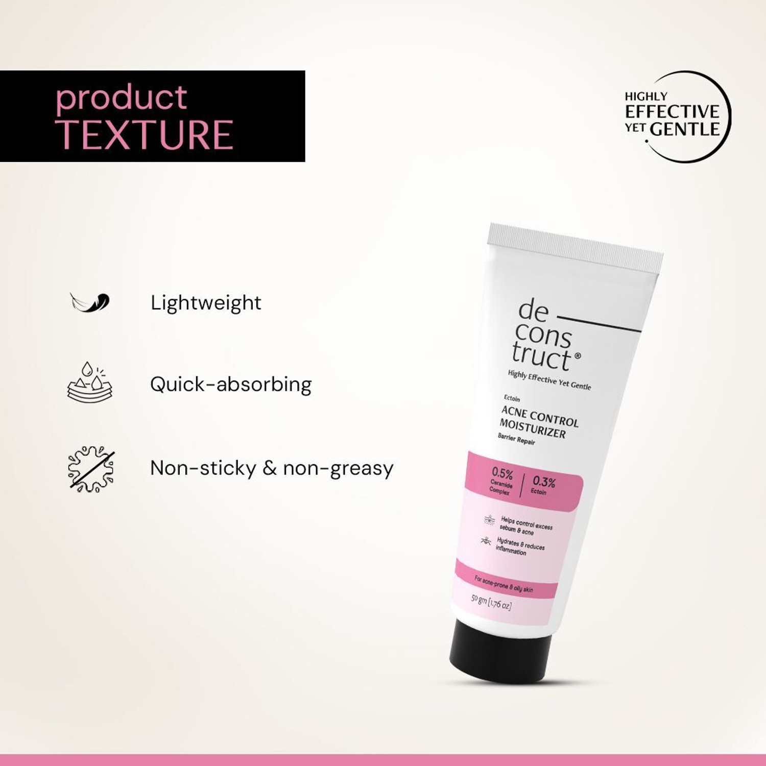 Image of Deconstruct Acne Control Moisturiser with Ectoin & Ceramides for Acne Prone & Oily Skin