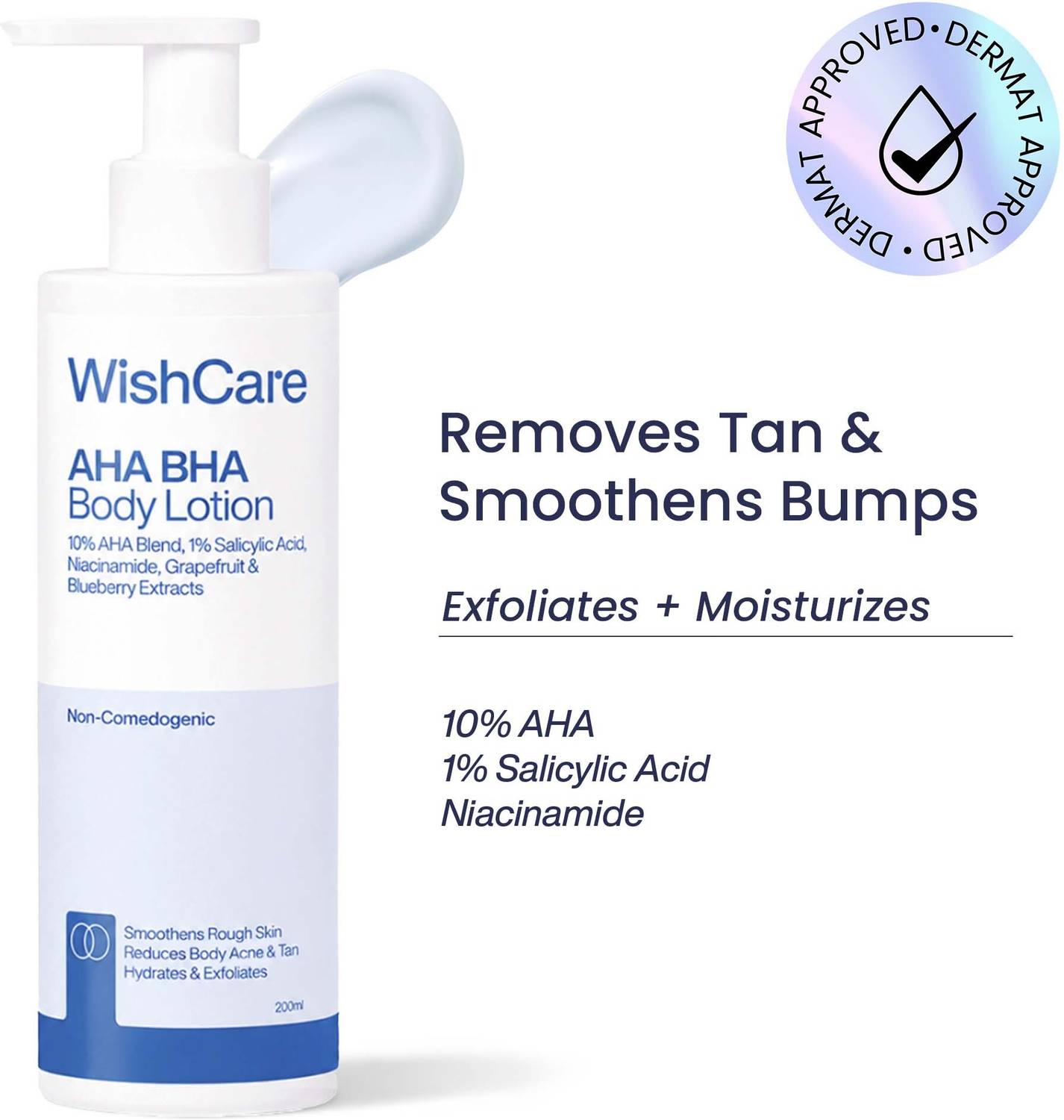 WishCare AHA BHA Body Lotion For Men & Women | Smooths Rough & Bumpy Skin