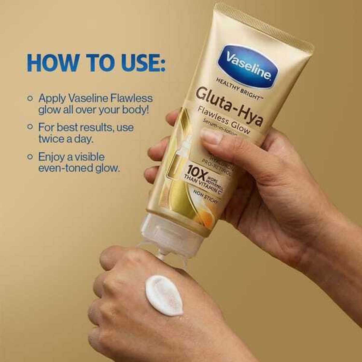 Image of Vaseline yellow gluta give bright glowing skin for men and women. (70 ml)