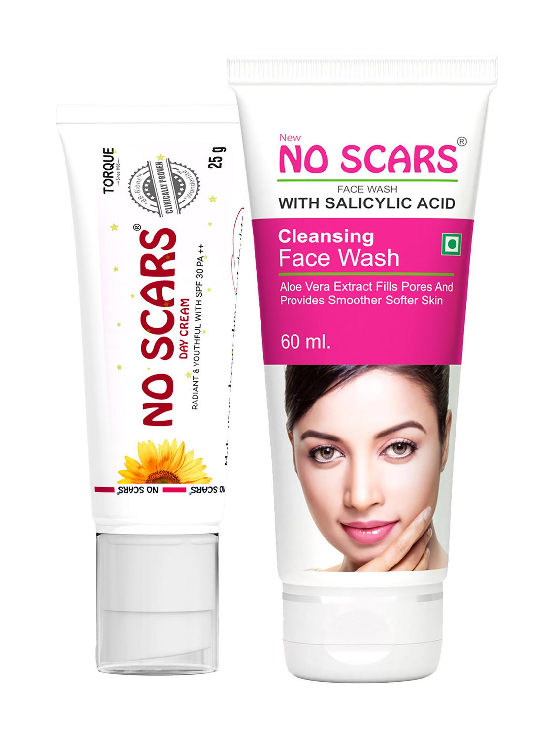 Image of NO SCARS Day Cream with Sunscreen SPF 30PA+++ with With Aloevera Face Wash