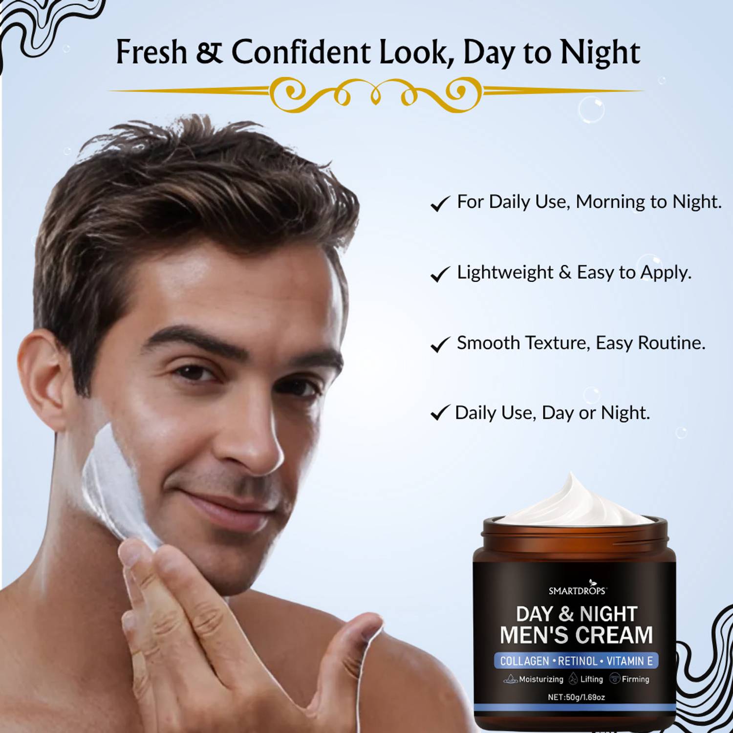 smartdrops Daily Glow Men Face Cream with Collagen & Vitamin E - Image 3
