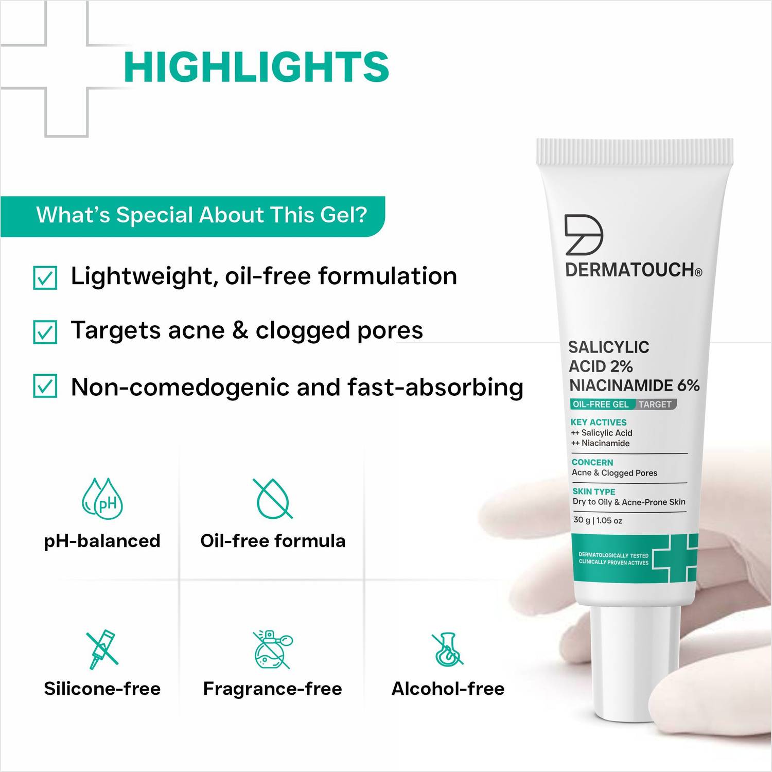 Dermatouch Salicylic Acid 2% Niacinamide 6% Anti-Acne Gel - Image 4
