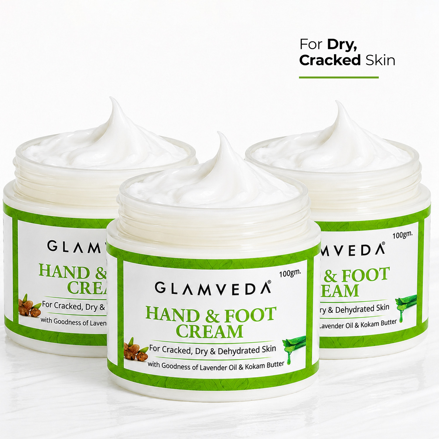 Image of GLAMVEDA Hand & Foot Crack Cream Pack of 3 | Cracked Heel & Dry Skin Repair Cream