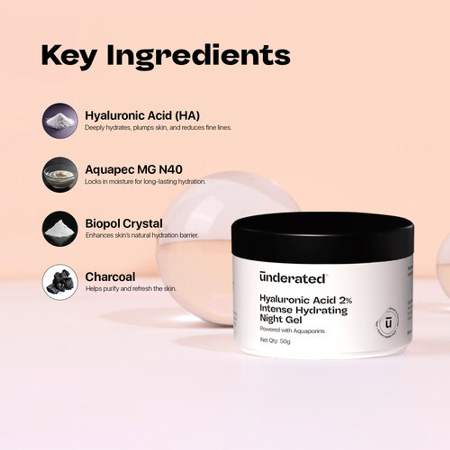 Image of UNDERATED Hyaluronic Acid 2% Intense Hydrating Night Gel Powered with Aquaporins