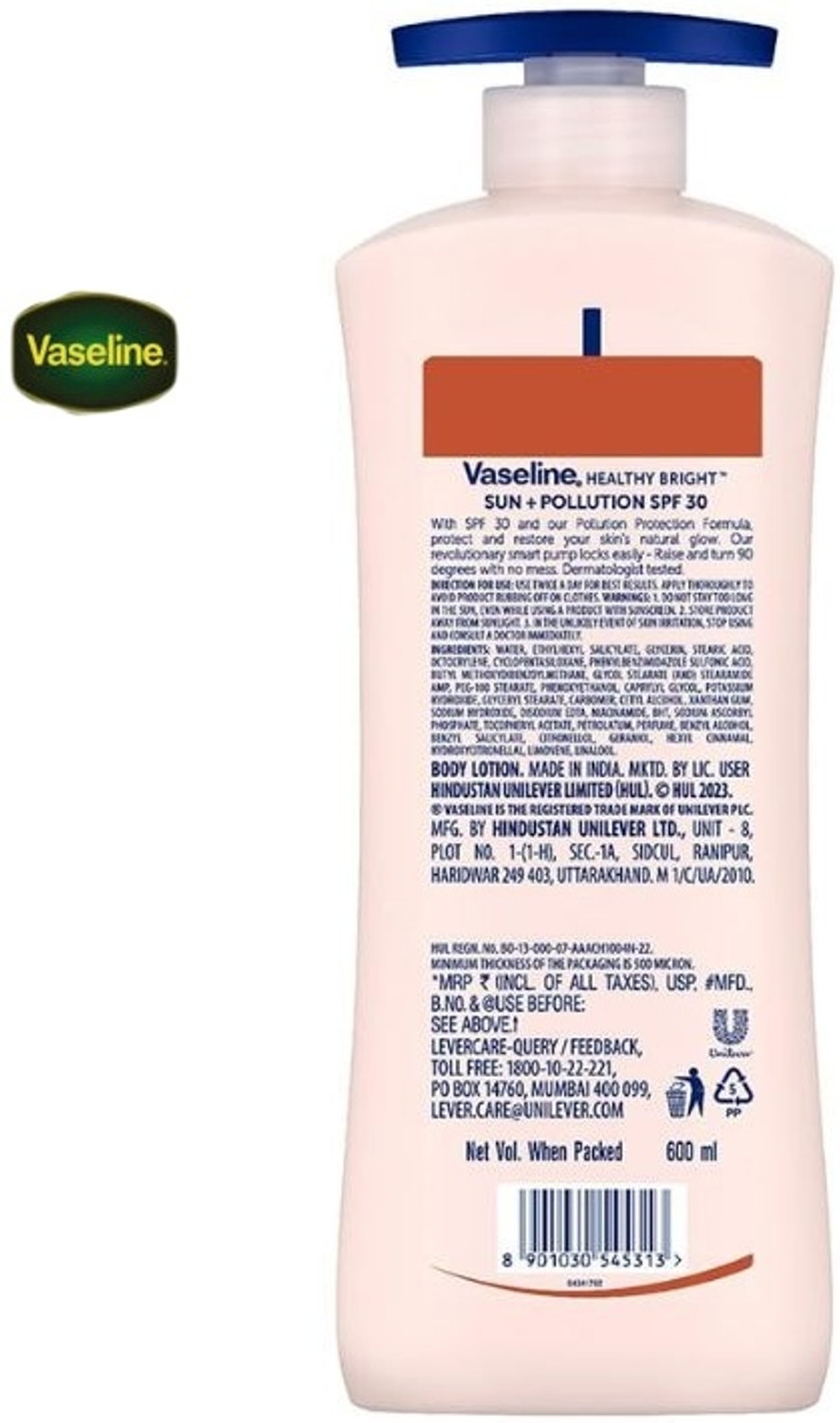Image of Vaseline Sun + Pollution Protection SPF 30 Body Lotion for Softening