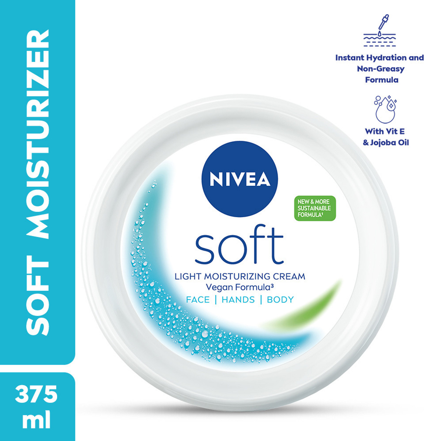 Image of NIVEA Soft Moisturizing Cream Vitamin E Face Cream & Body moisturizer 72H 375ml
