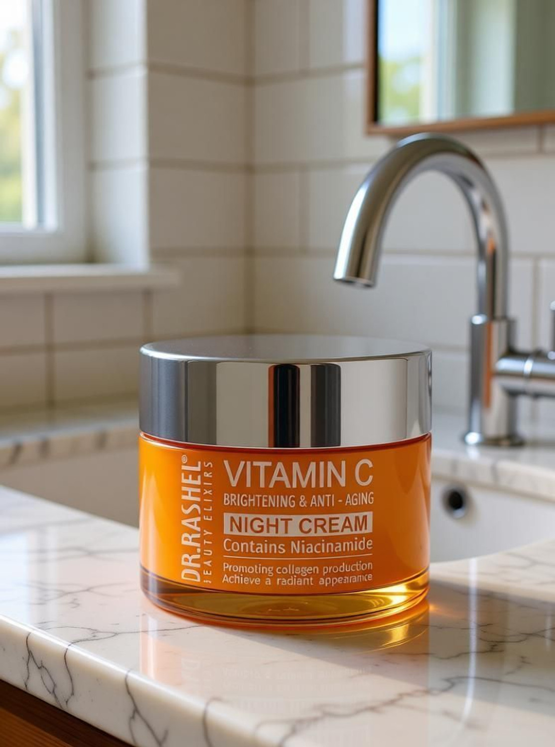 Image of DR.RASHEL Vitamin C Night Cream for Brightening & Anti - Aging Contains Niacinamide to Promote Collagen Production