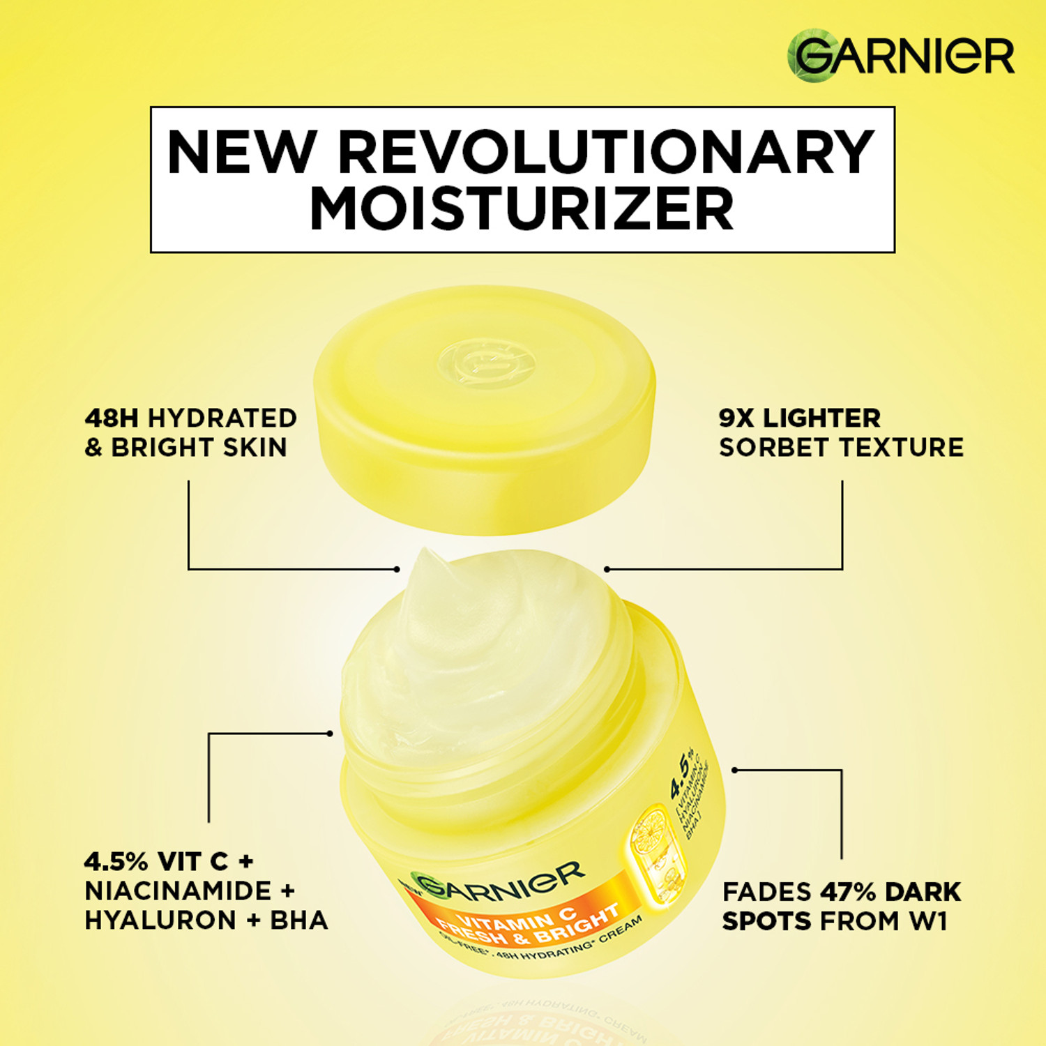 Image of GARNIER Fresh & Bright Vitamin C Sorbet Moisturizer Cream For Hydrated & Bright Skin