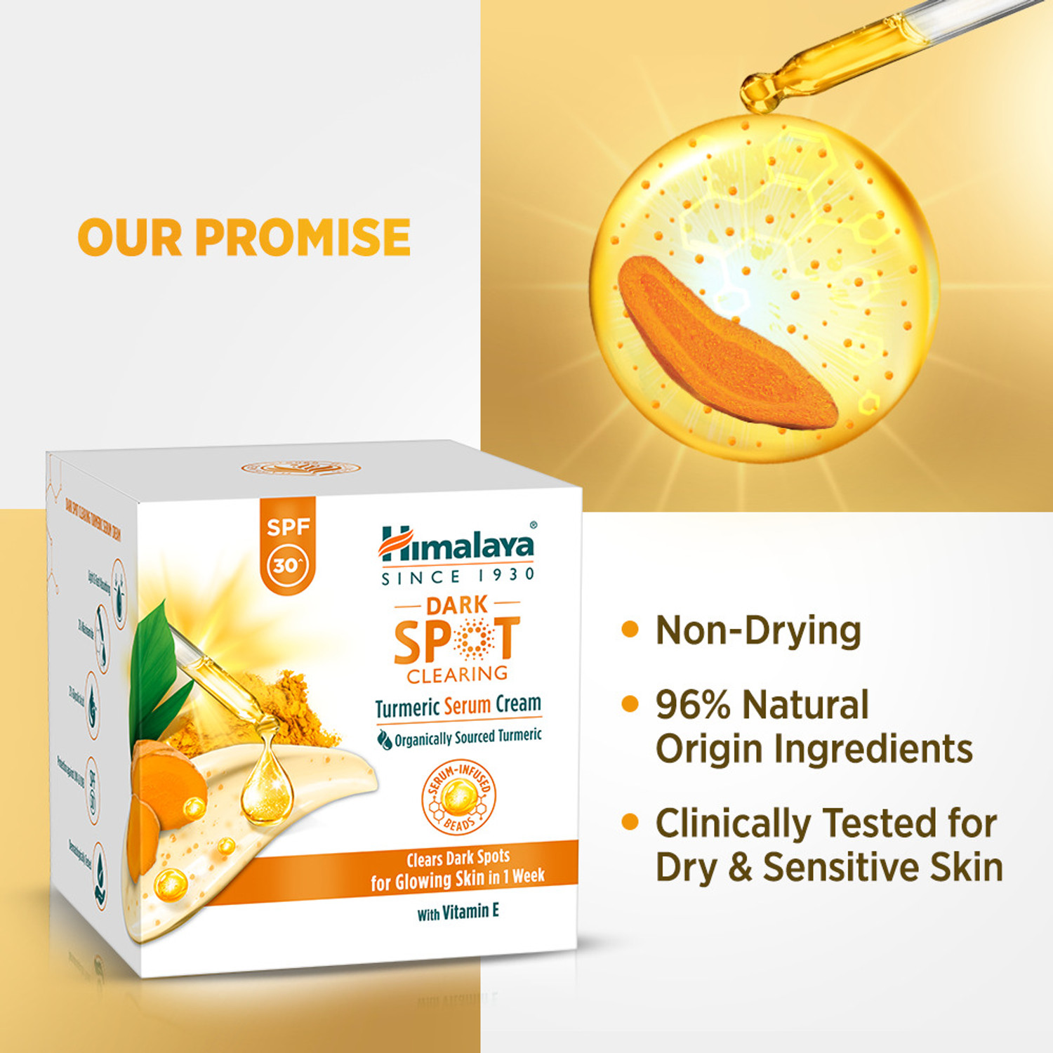 Image of HIMALAYA Turmeric Serum Cream | Niacinamide + Glycolic Acid + Vitamin E |