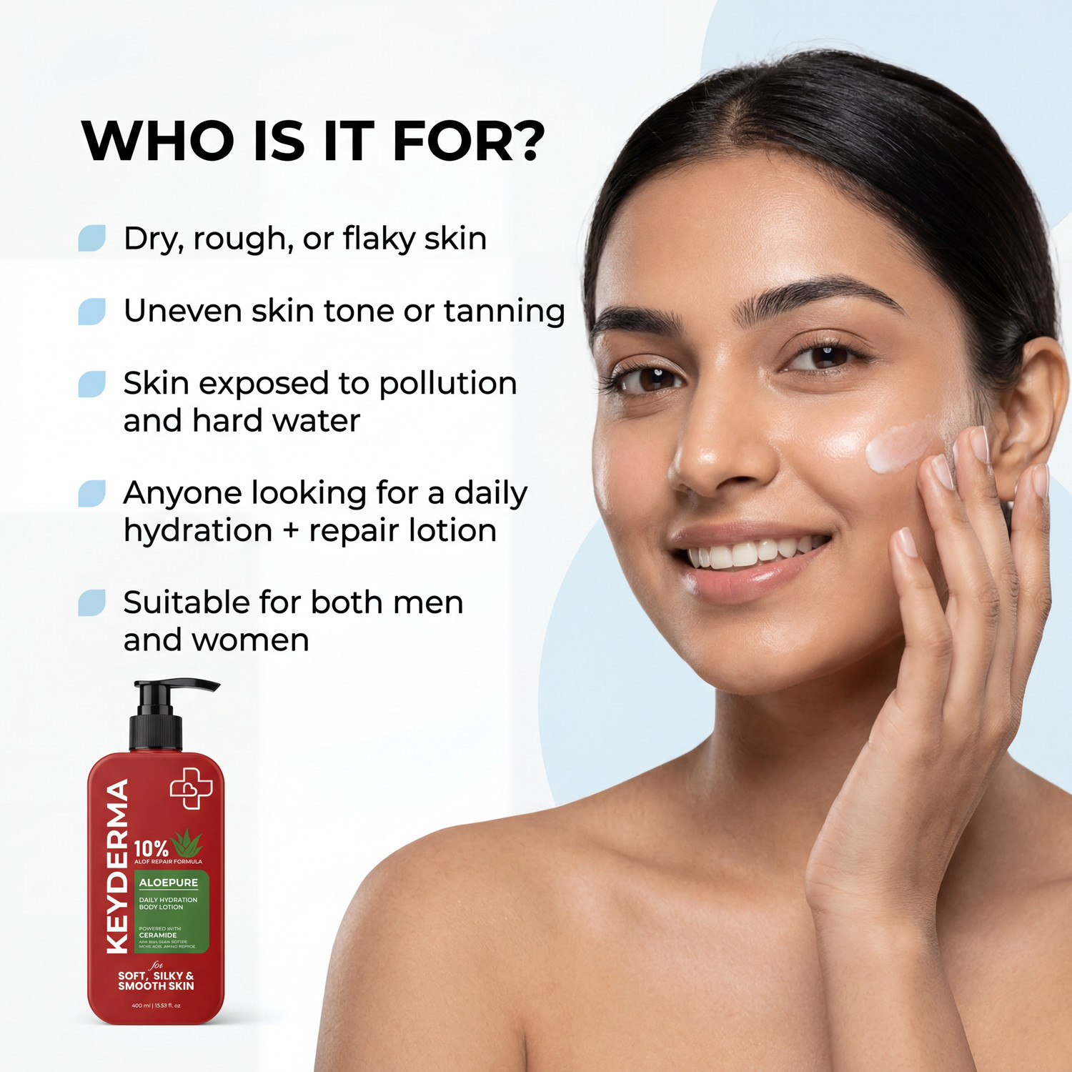 Image of Keyderma Aloepure Body Lotion | Ceramide , AHA BHA , Amino Peptide | ALOE VERA 10%