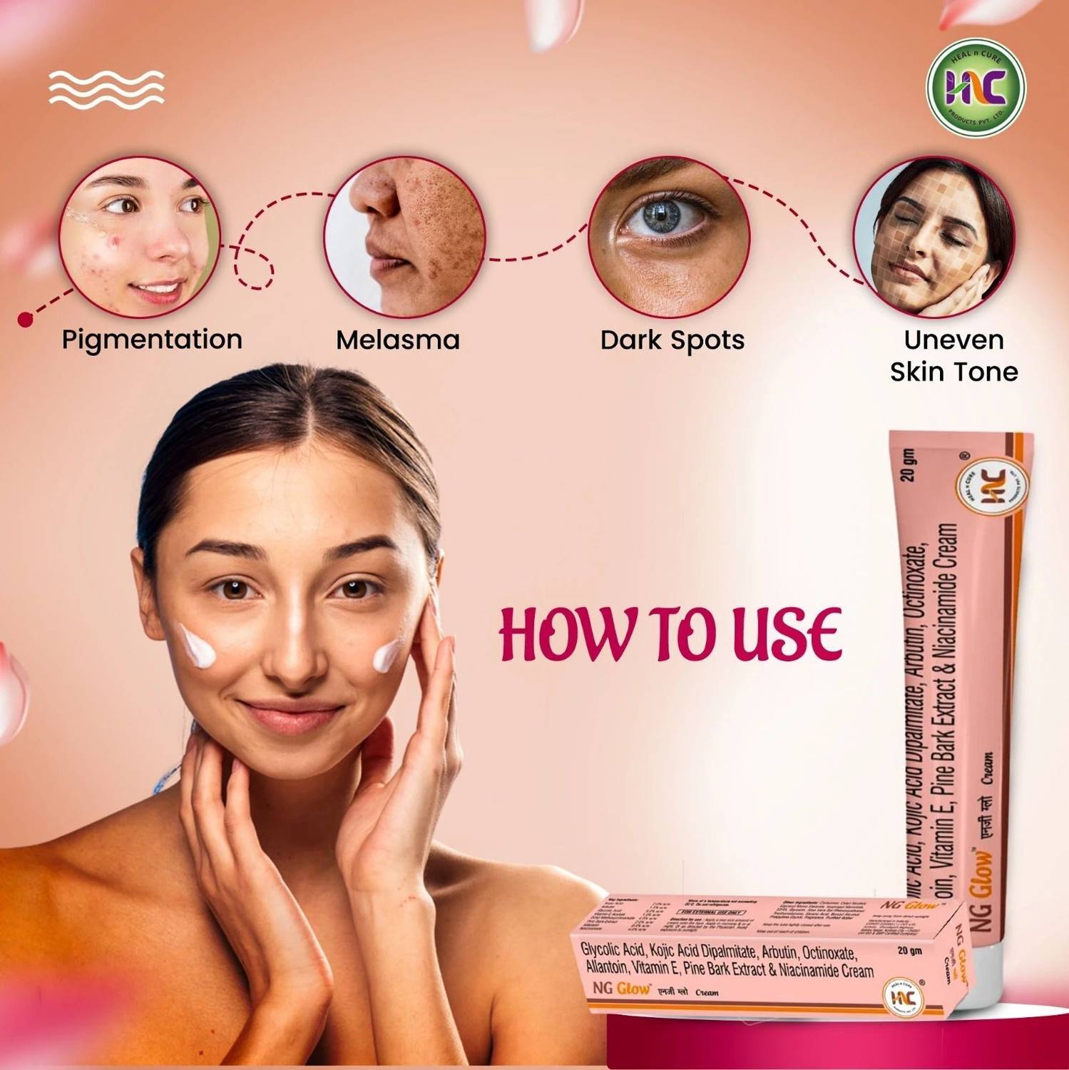 Heal N Cure NG Glow Kojic Acid Cream - Image 3