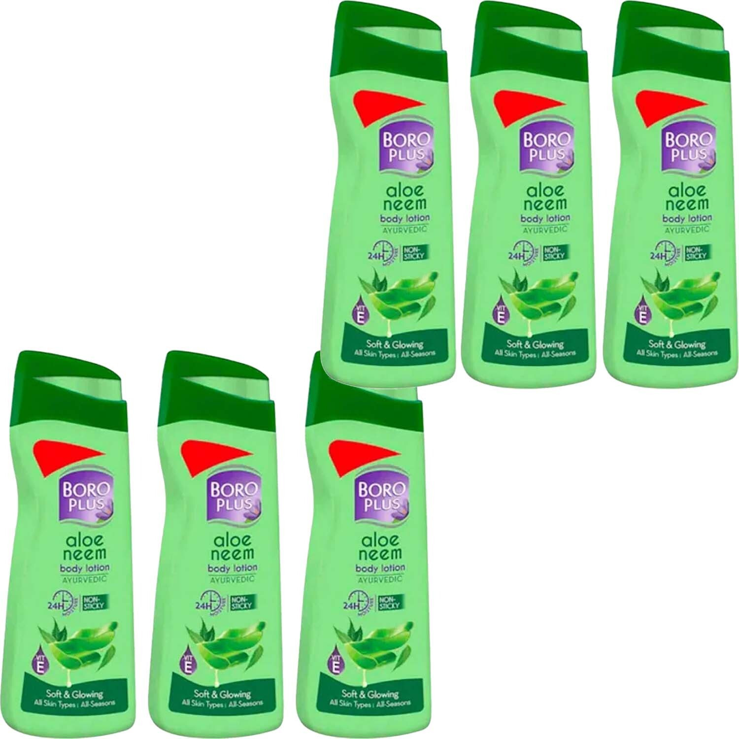 Image of BOROPLUS ALOE ALOEVERA BODY LOTION FOR 24hr SOFTNING & GLOWING SKIN PACK OF - 100ml x 6