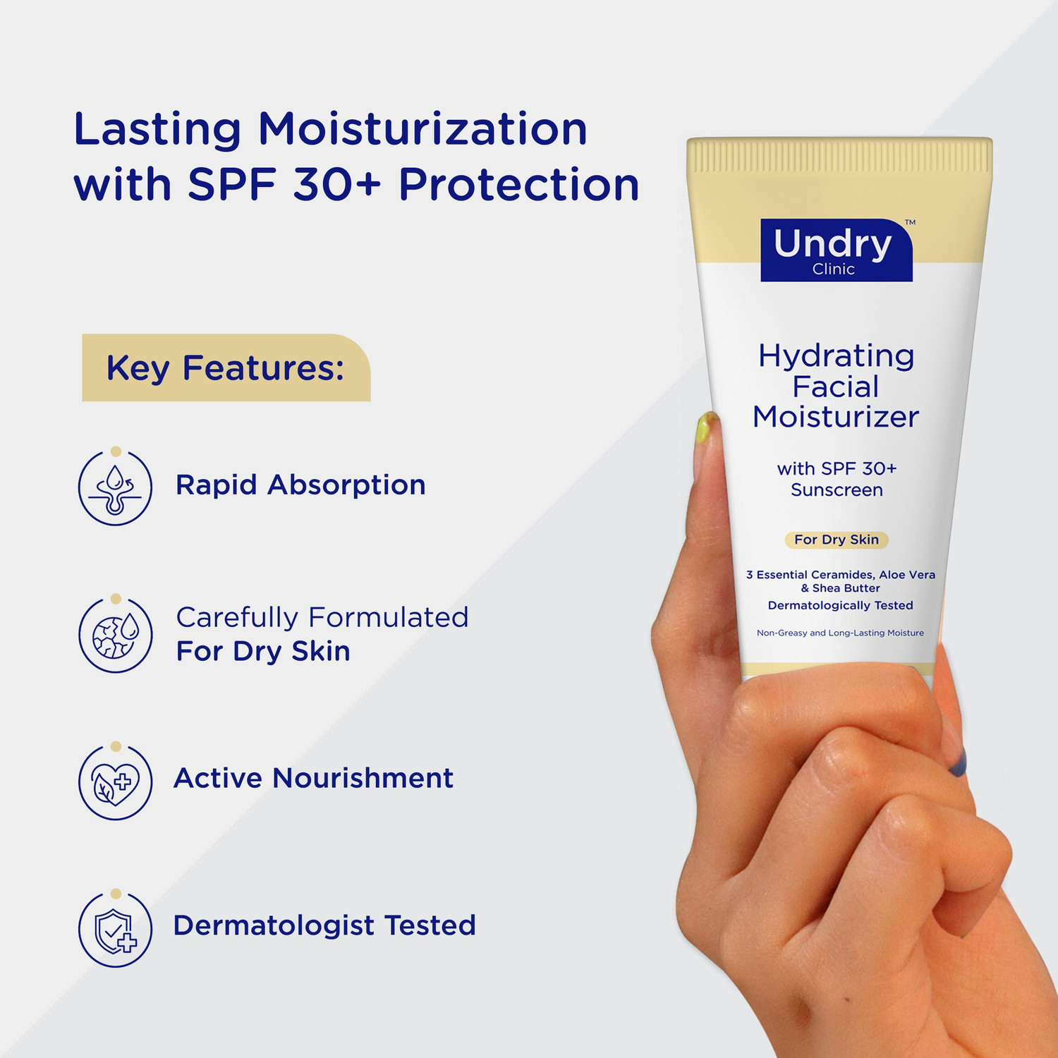 Image of Undry Face Moisturizer for Dry Skin with Sunscreen SPF30 Face Cream Pack of 2