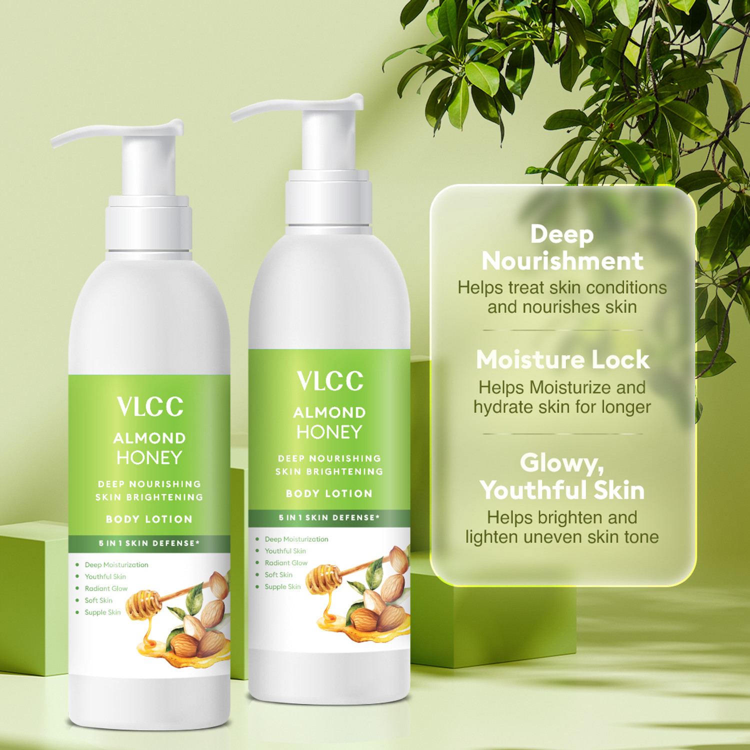 Image of VLCC Almond Honey Deep Nourishing & Skin Brightening Body Lotion 2x350ml Pack of 2