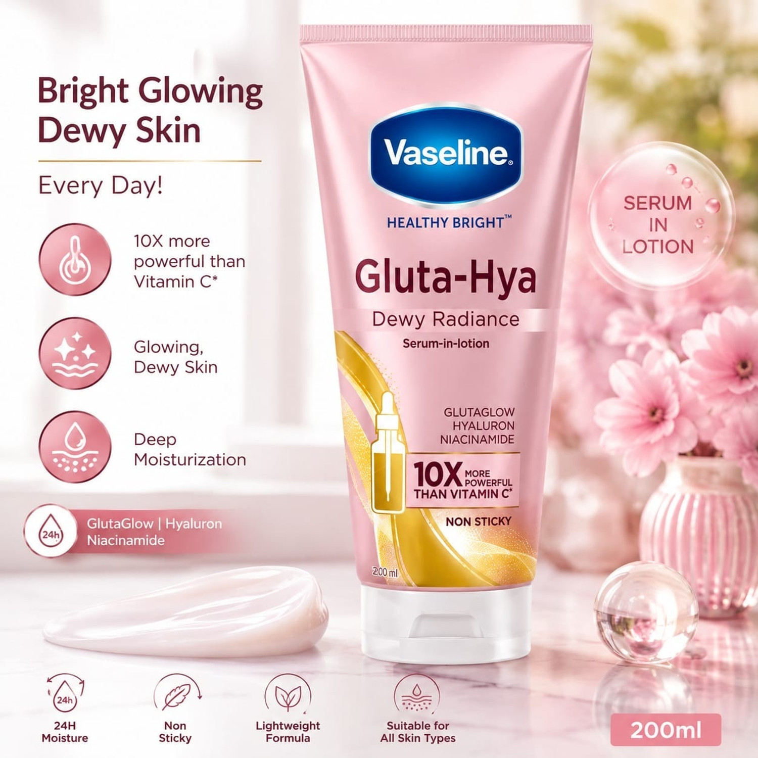 Image of Vaseline Healthy Bright Gluta-Hya Dewy Radiance Serum-in-Lotion 200 ml (200 ml)