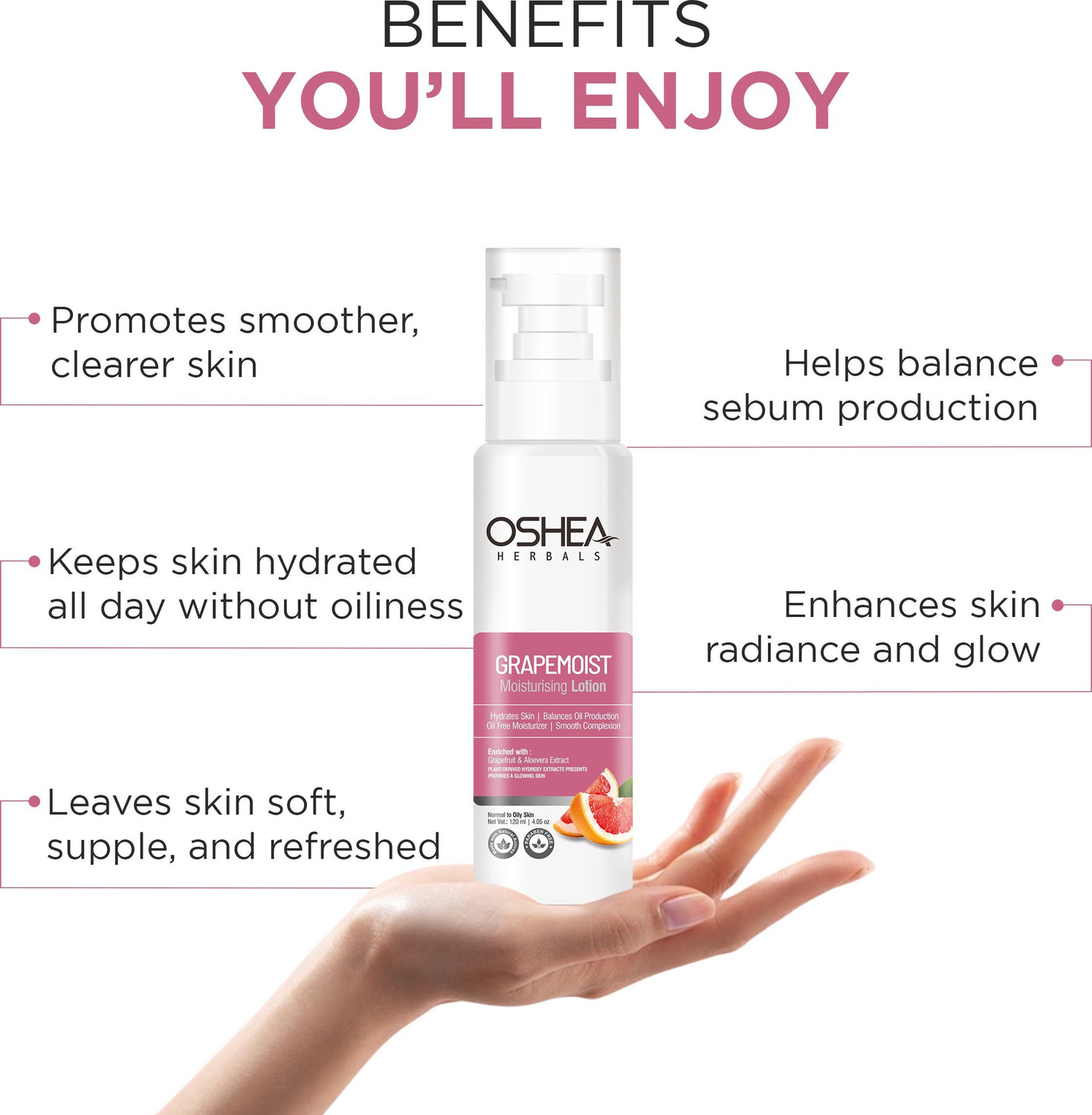Image of OSHEA Grapemoist Moisturising Lotion for Soft, Balance Oil Production