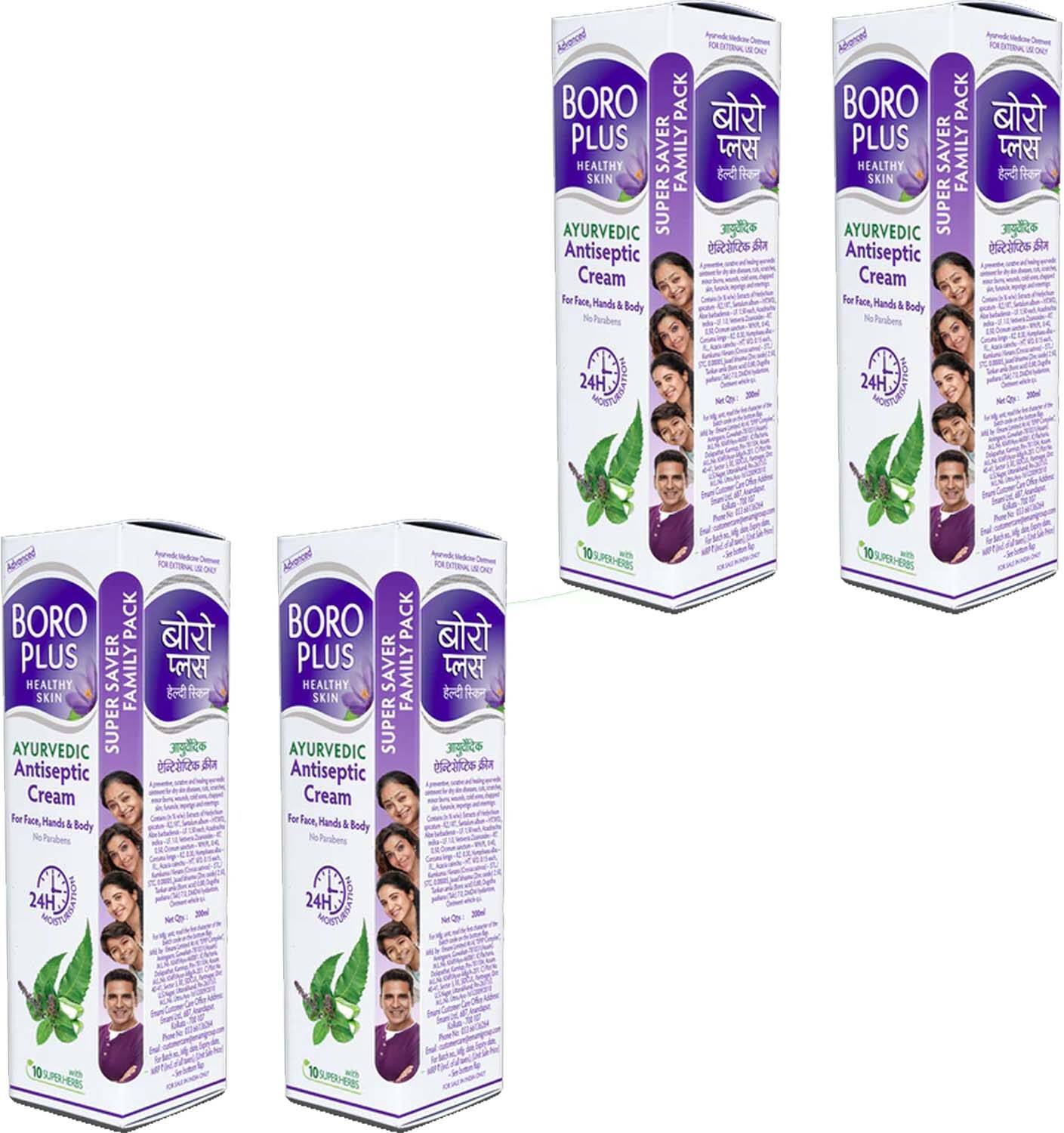 BOROPLUS ANTISEPTIC CREAM POVIDES 24hr MOISTURIZATION SKIN PACK OF 200ml x 4