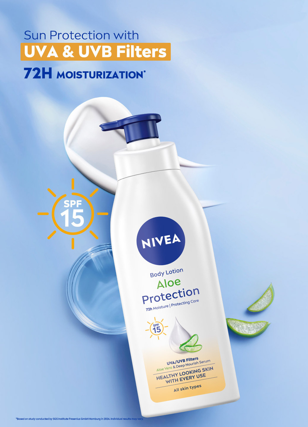 Image of NIVEA Aloe Protection, Hydrating Moisturizer Body Lotion, Natural Aloe Vera & SPF 15