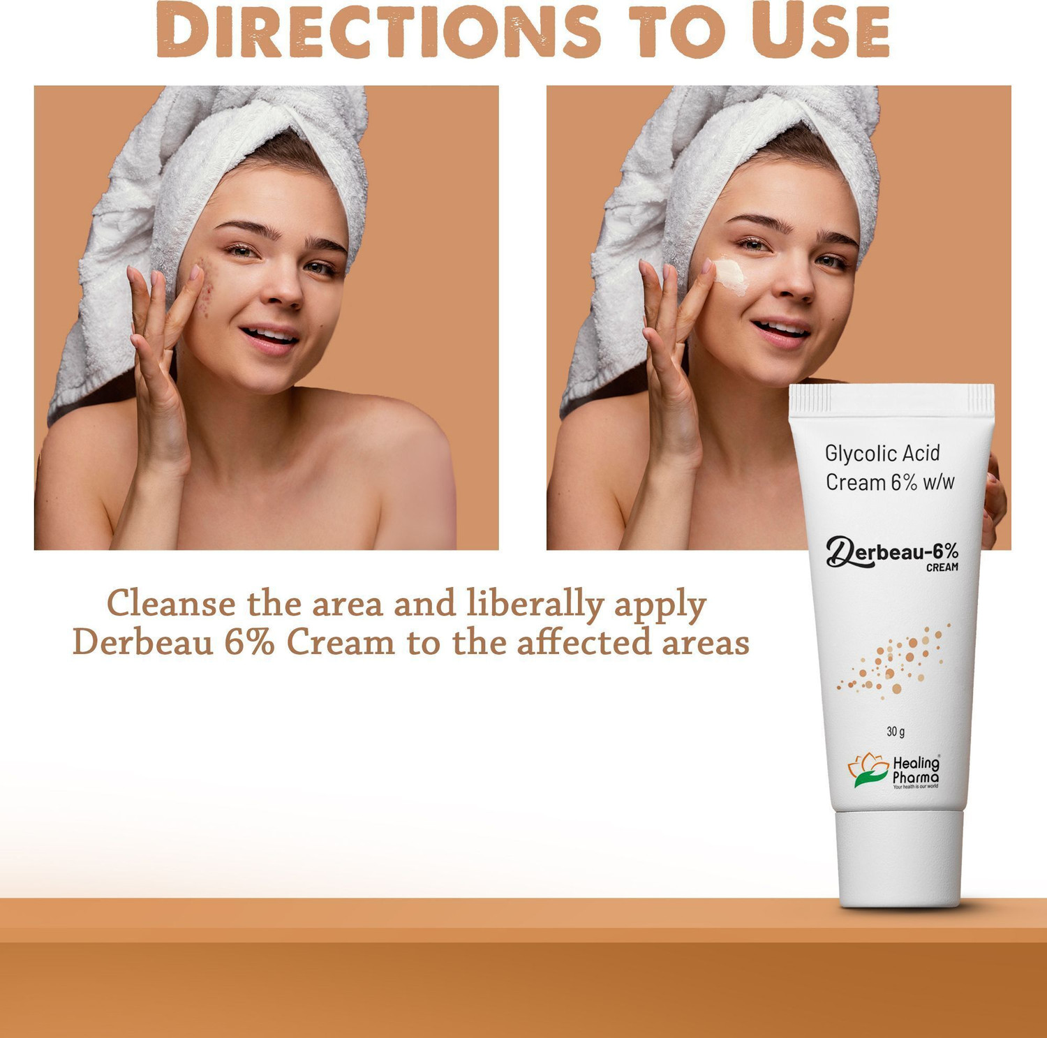 Image of healing pharma Derbeau Glycolic Acid Cream 6% W /W