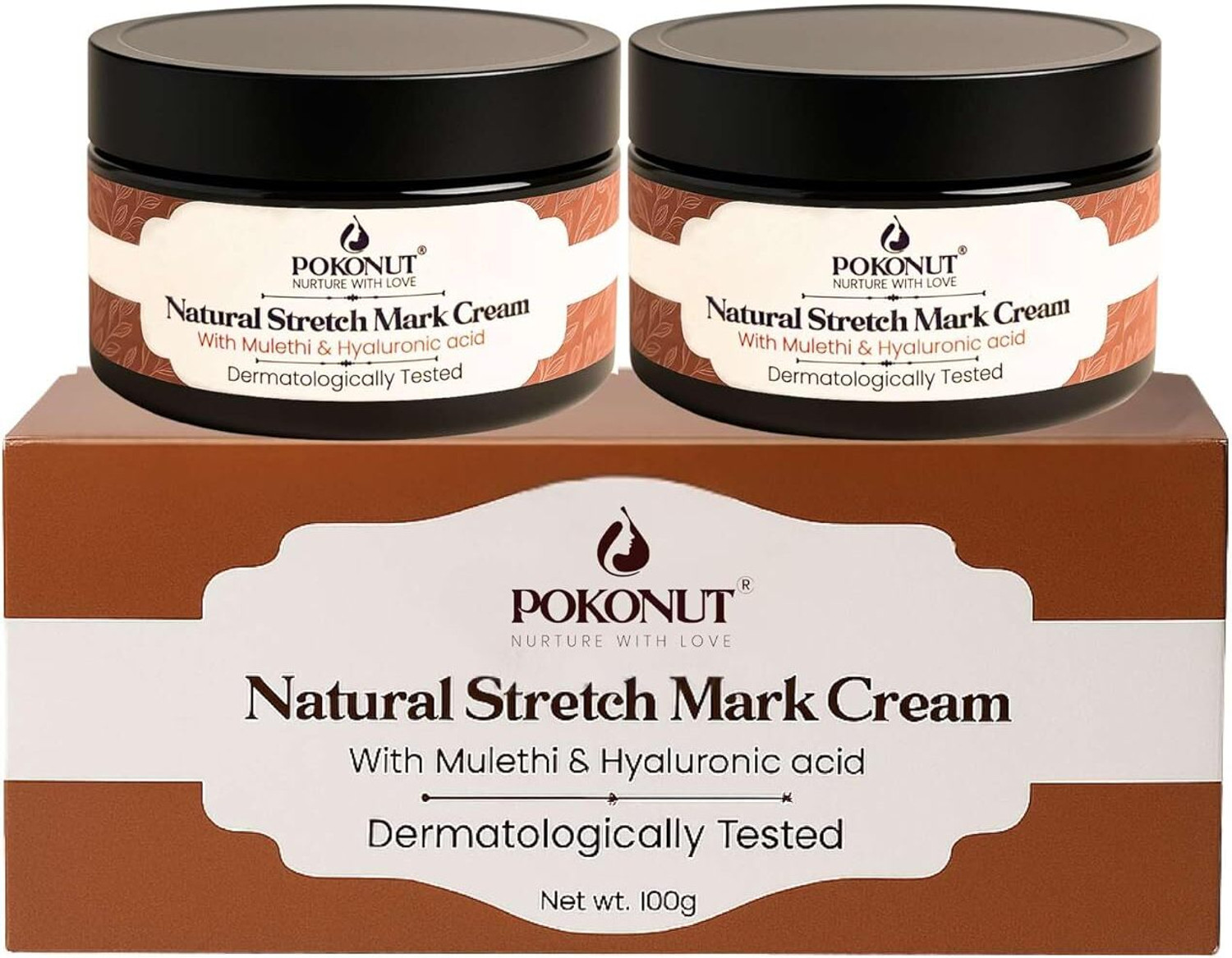 Image of Pokonut Stretch Marks Cream Pack of 2 | Hyaluronic Acid, Old & New Marks