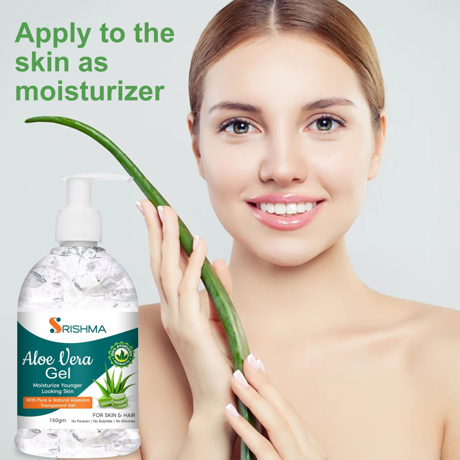 Image of Srishma 100% Pure Aloe Vera Gel for Glowing Face, Skin & Hair
