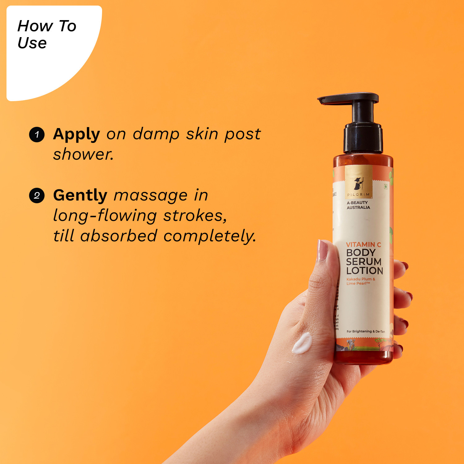 Image of Pilgrim Vitamin C Body Serum Lotion With Kakadu Plum & Lime Pearl | Brightening & De-Tan
