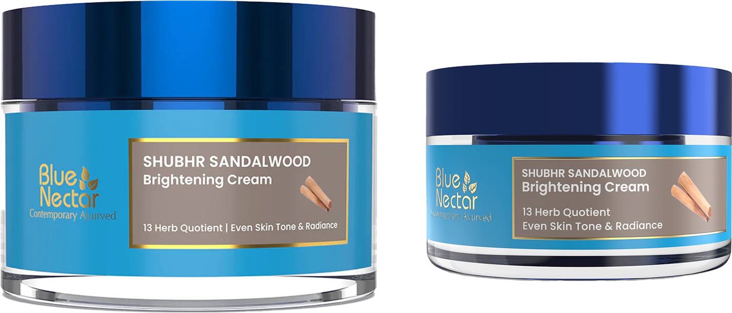 Blue Nectar Brightening Sandalwood Face Cream, Hydrating Moisturizer for Women (50g+15g)