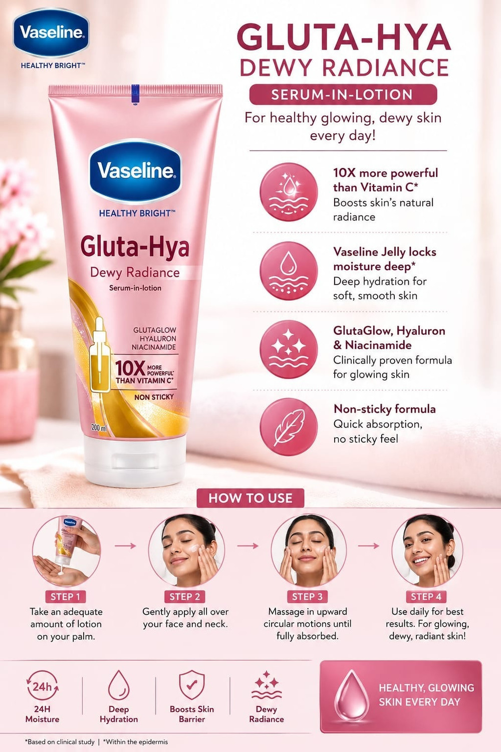 Image of Vaseline Healthy Bright Gluta-Hya Dewy Radiance Serum-in-Lotion 200 ml (200 ml)