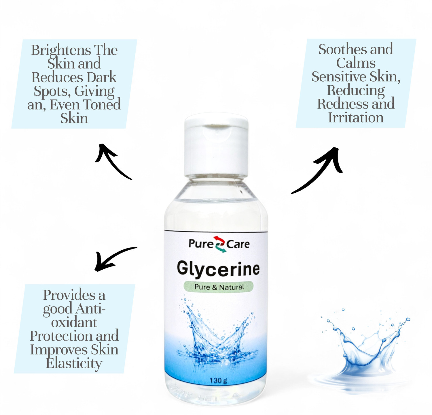 Image of Global G.M.B.G Pure Care Organic Glycerine for Hair & Skin Glowing | Brightening | Anti-Aging