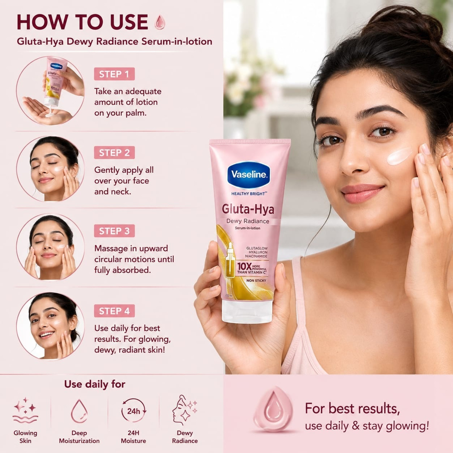 Image of Vaseline Healthy Bright Gluta-Hya Dewy Radiance Serum-in-Lotion 200 ml (200 ml)