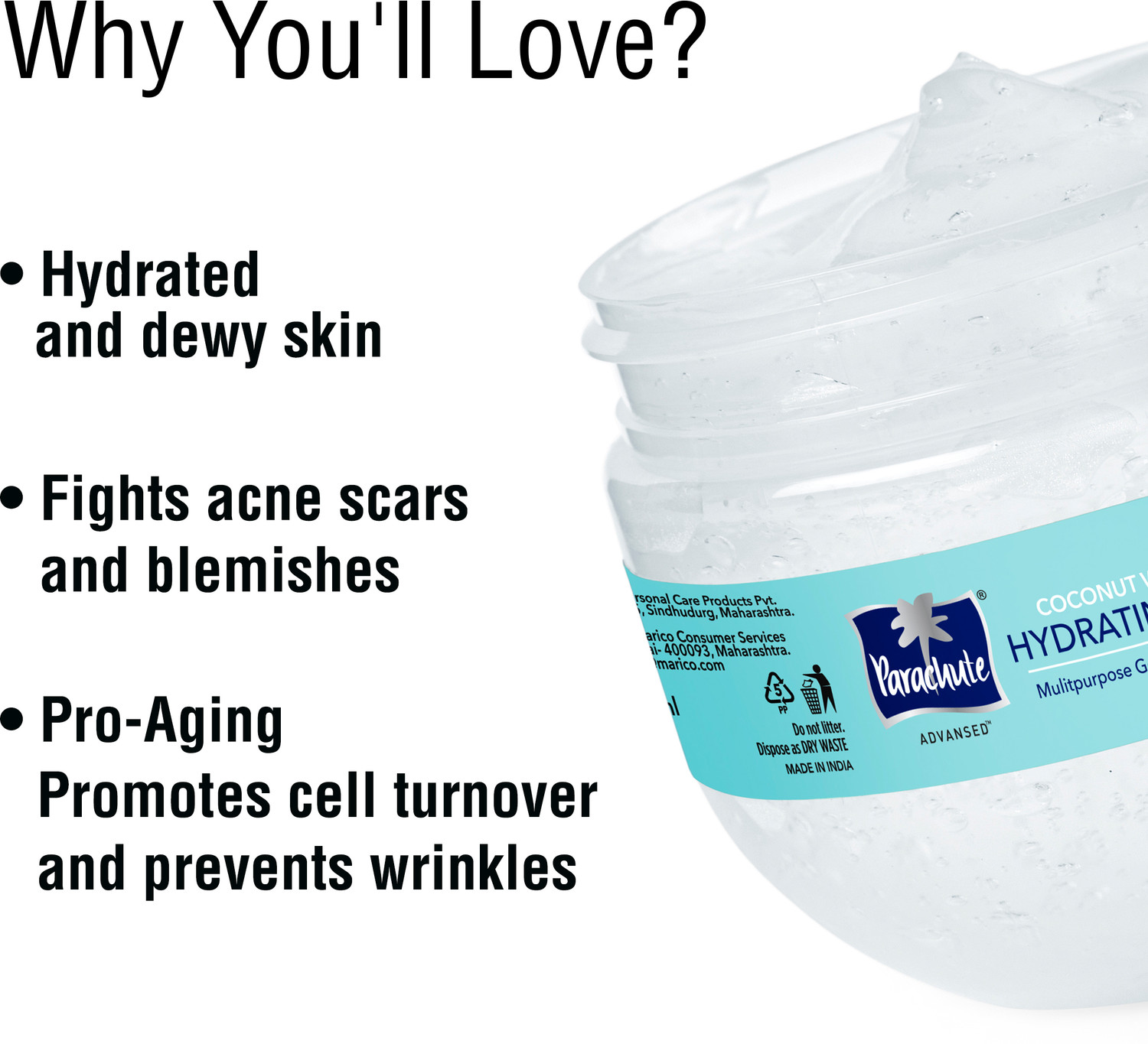 Image of Parachute Advansed Coconut Water Hydrating Multipurpose Gel, Insta 2X Hydration, 72h Moisturisation