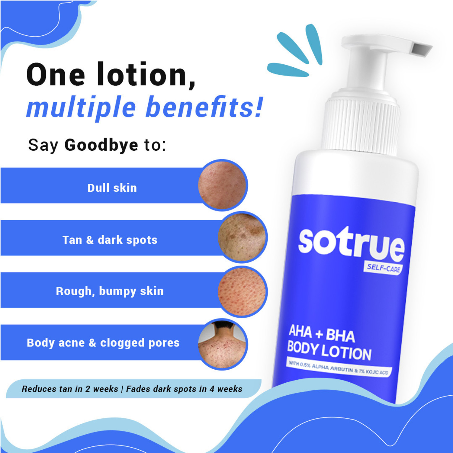 Image of Sotrue AHA+BHA Body Lotion With 10% AHA Blend & 1% Salicylic Acid, for Dry Radiant Skin