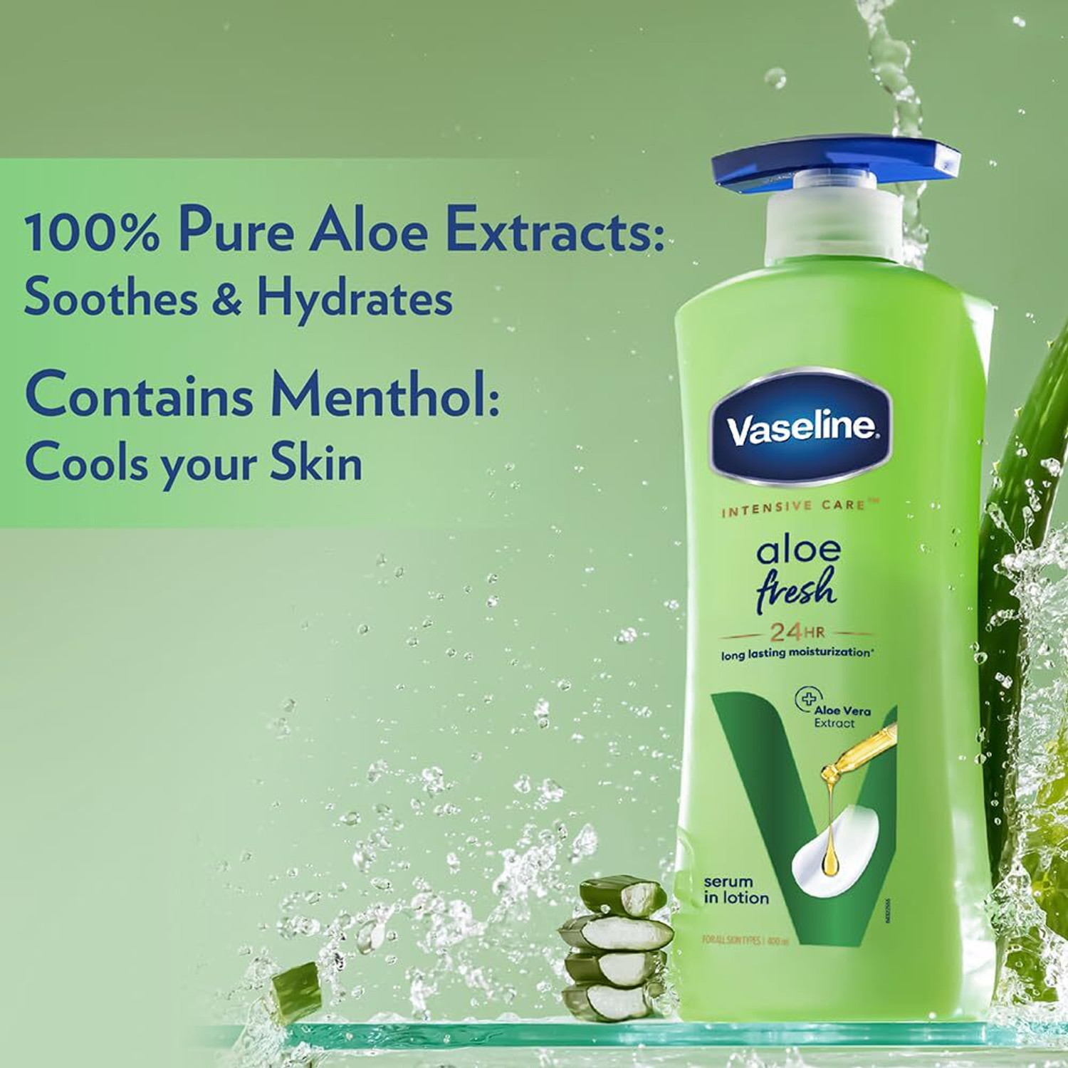 Image of Vaseline Intensive Care Aloe Fresh Body Lotion, 400 ml X 2 pack