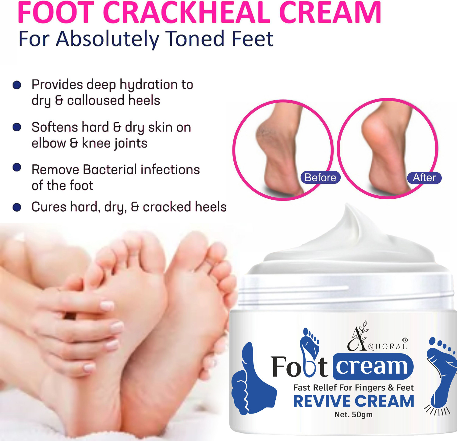 Image of AQUORAL Heel Repair Foot Crack Cream Women Men Moisurization and Hydration