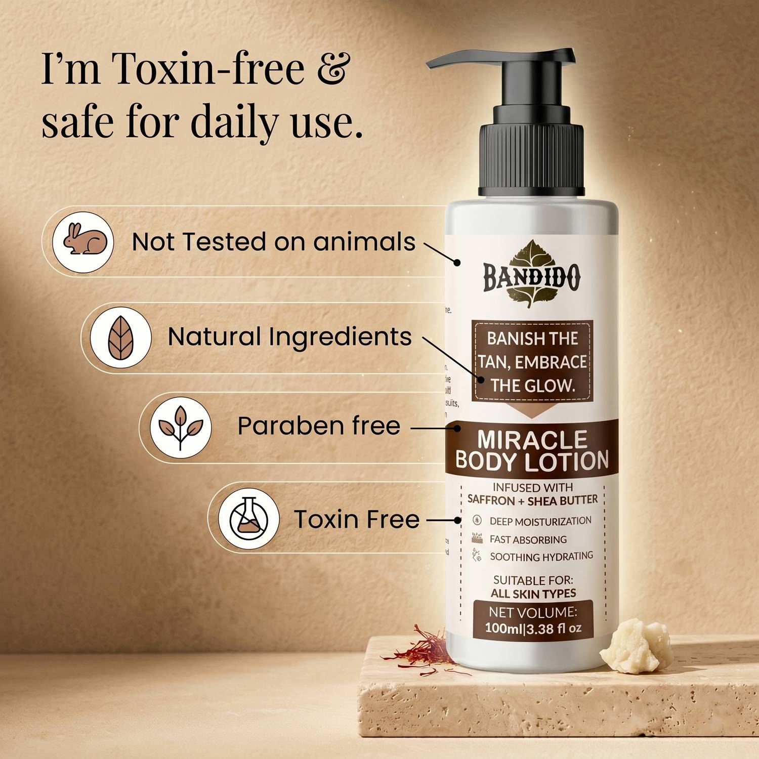 magic body lotion saffron glutathione vit b5 lactic acid BANDIDO De‑Tan IV Solution