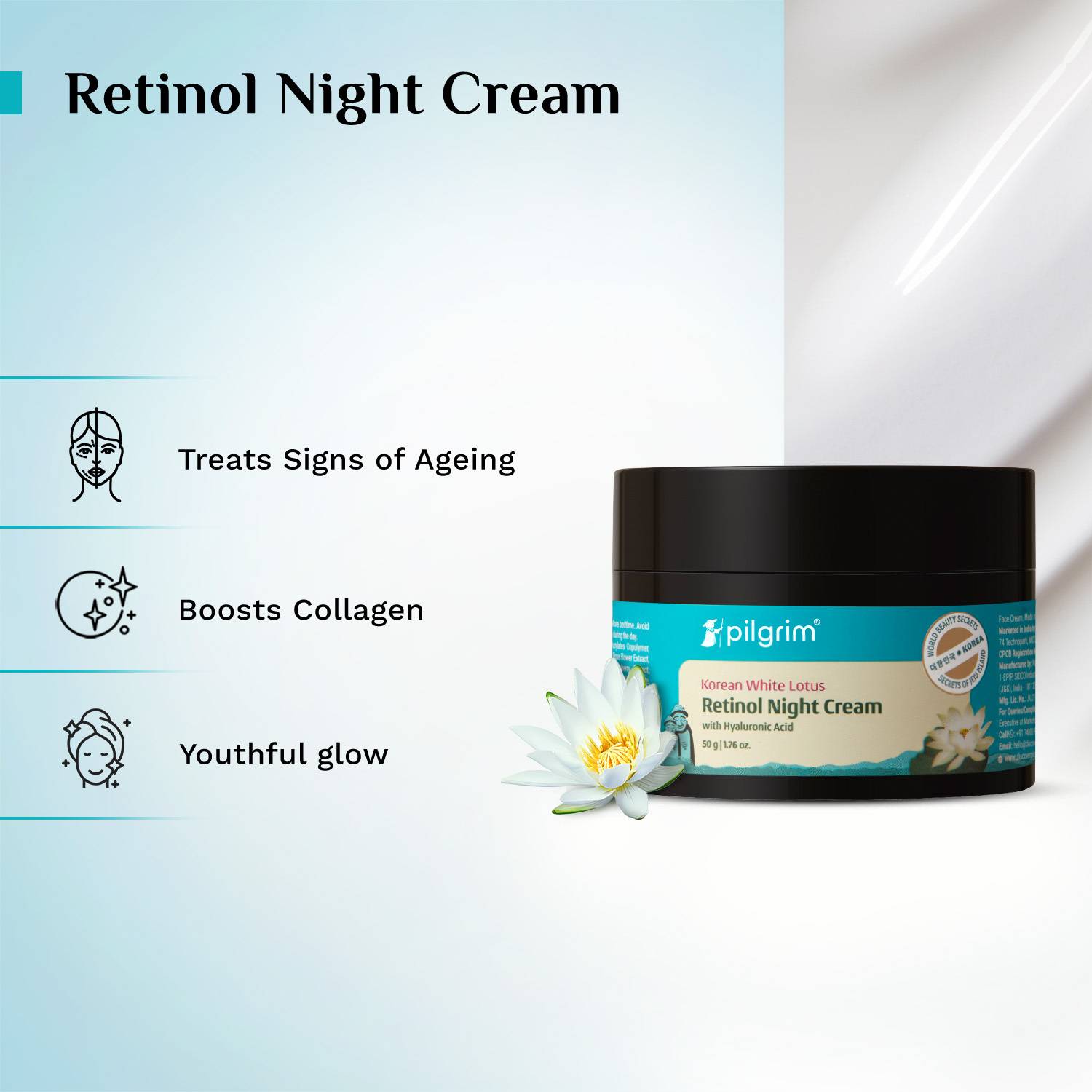 Pilgrim Retinol Night Cream with Vitamin C 50g - Image 3