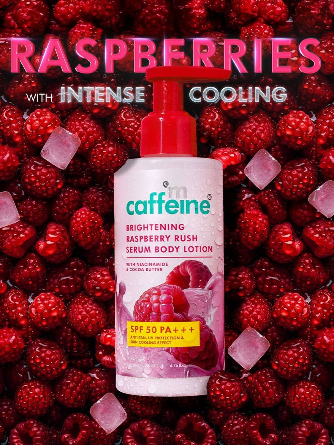 mCaffeine Raspberry Rush Sunscreen Body Lotion SPF50 PA+++ - Image 2