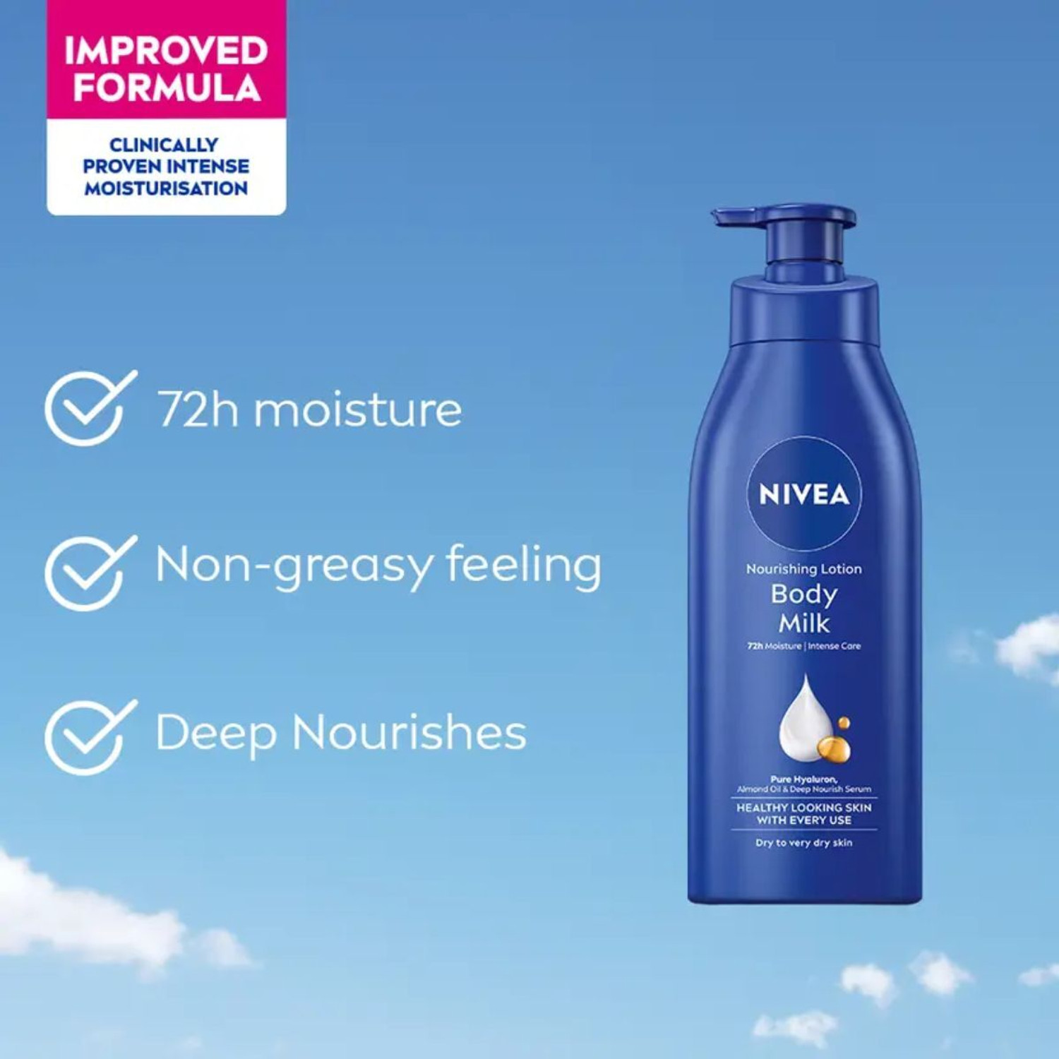Image of NIVEA Body Milk Deep Moisture Lotion - Dermatologist Tested for Daily Moisturizing
