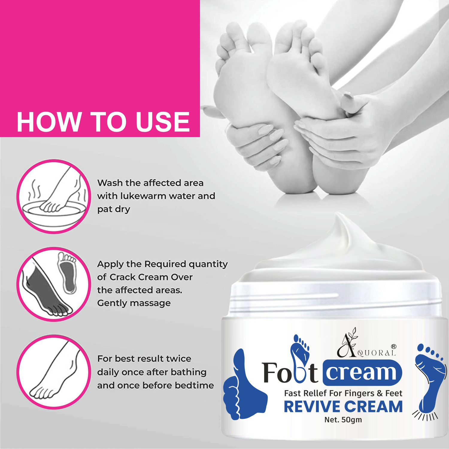 Image of AQUORAL Heel Repair Foot Crack Cream Women Men Moisurization and Hydration
