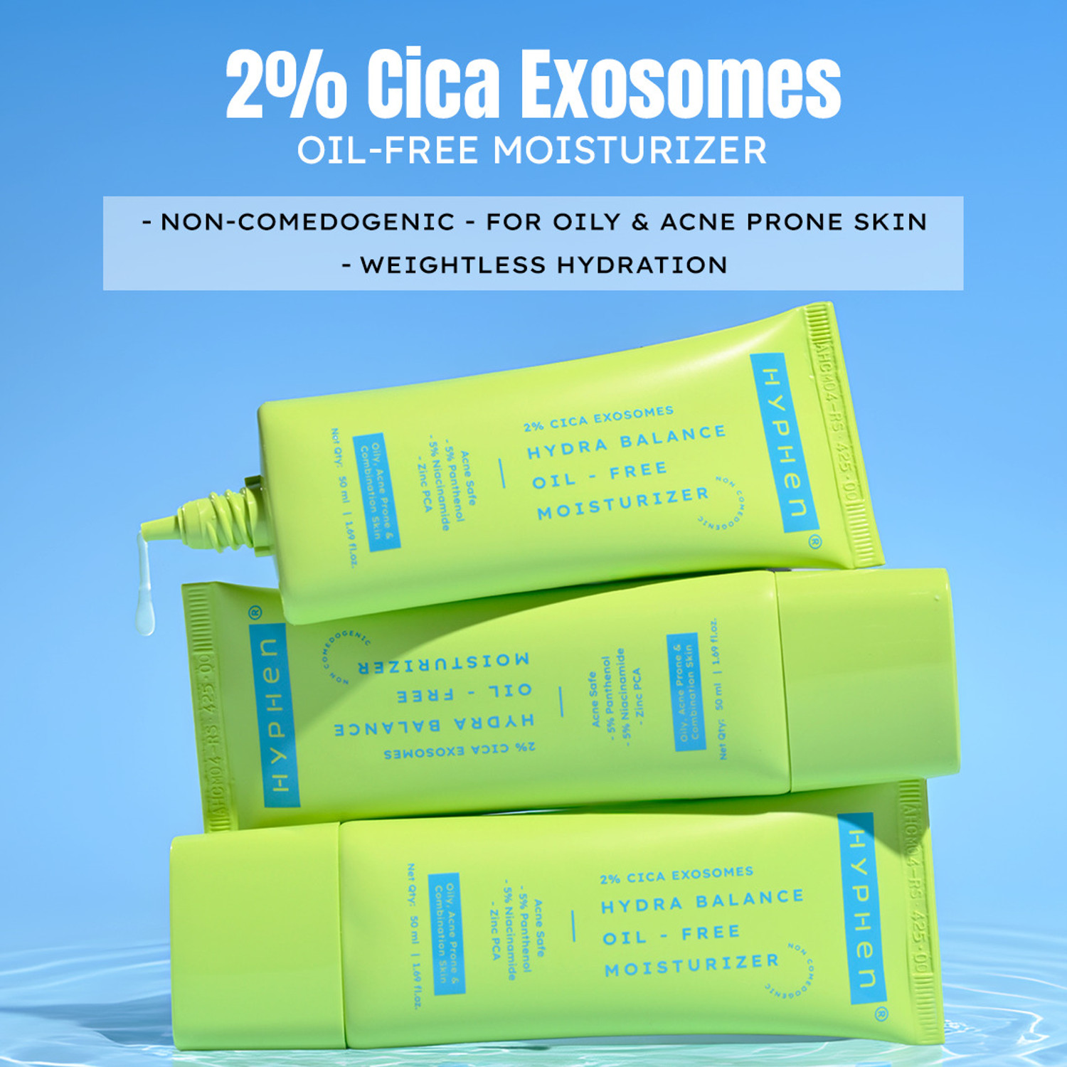 Image of HYPHEN 2% Cica Oil-free Moisturizer With 5% Niacinamide| For Acne-prone, Oily, Dry Skin
