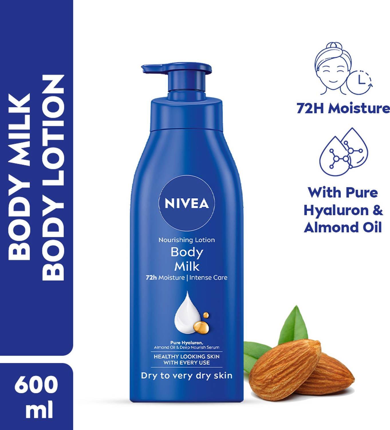 NIVEA Body Milk, Deep Moisture Serum, Almond Oil & Vitamin E - Image 1