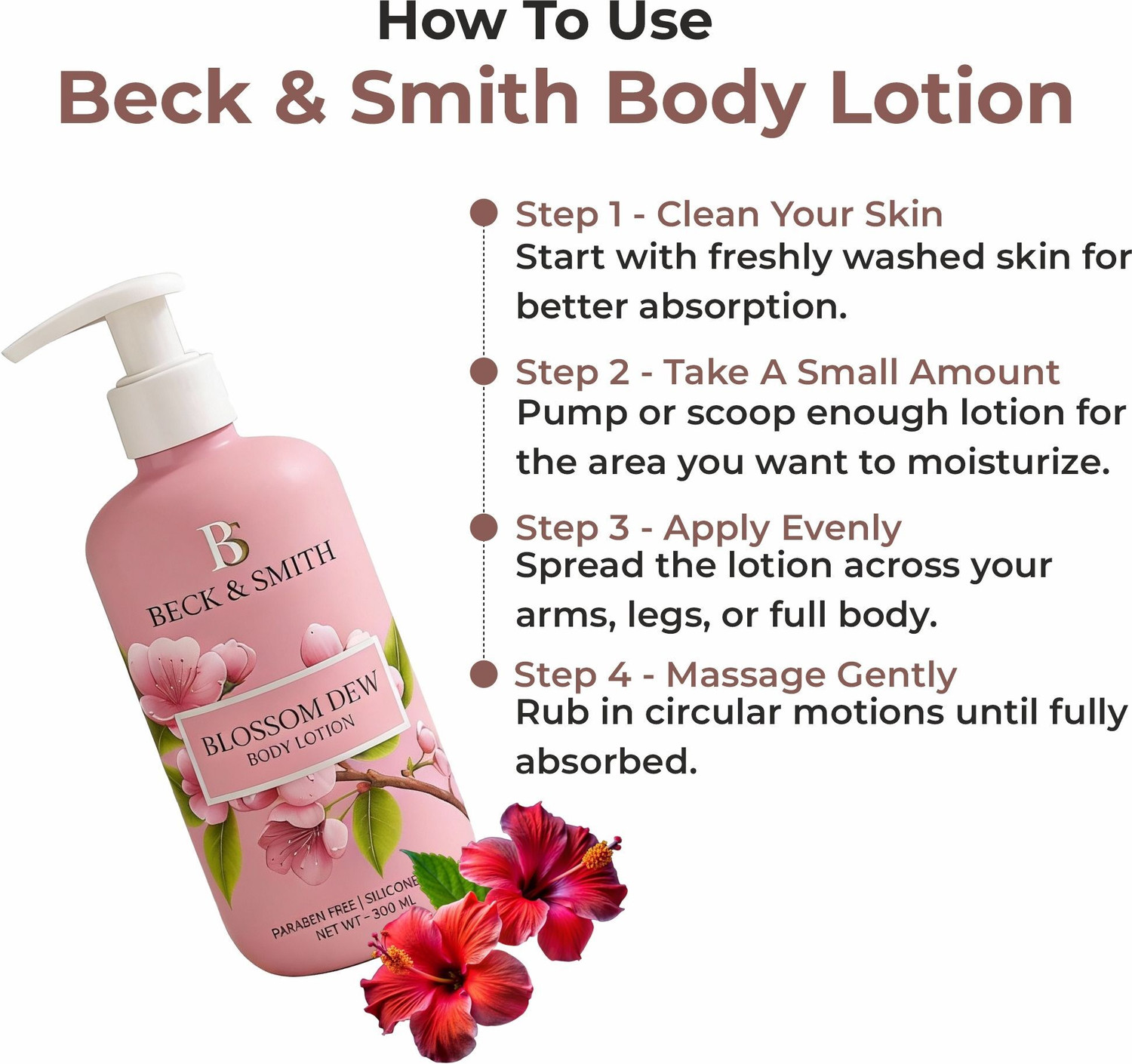 Image of BECK AND SMITH Blossom dew moisturiser body lotion for men and women for normal to dry skin