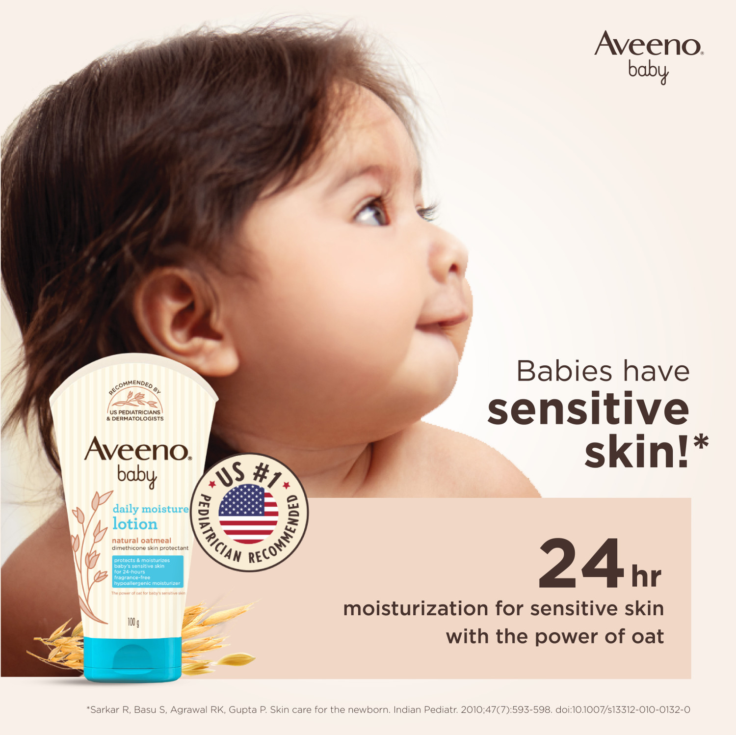 Image of Aveeno Baby Daily Moisturizing Lotion | Protects & moisturizes baby's sensitive skin