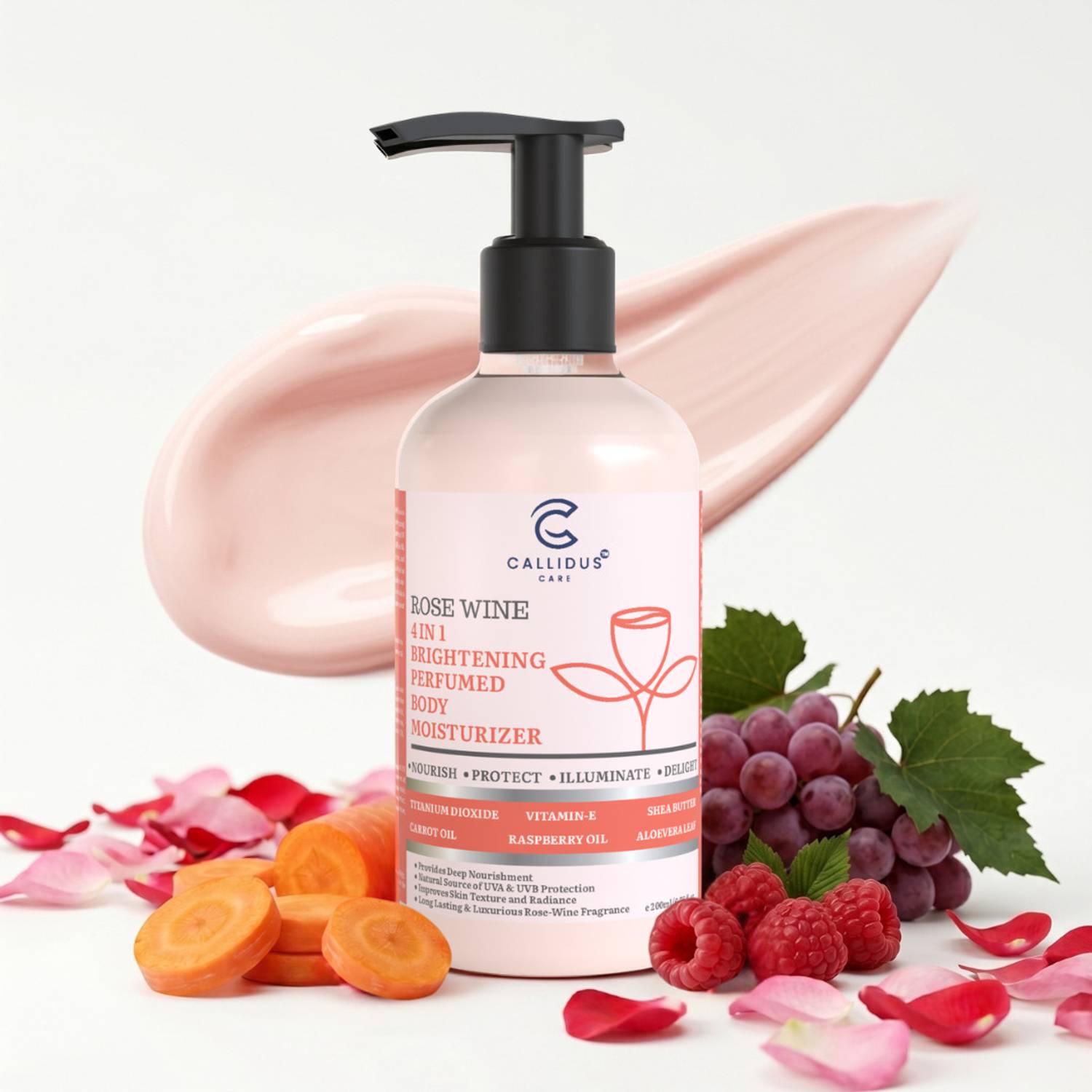 CALLIDUS Care Rose Wine 4 in 1 Brightening Perfumed Body Moisturizer